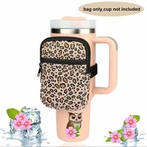 New Animal Print Tumbler Pouch/Bag With Elastic Velcro closure & Zipper